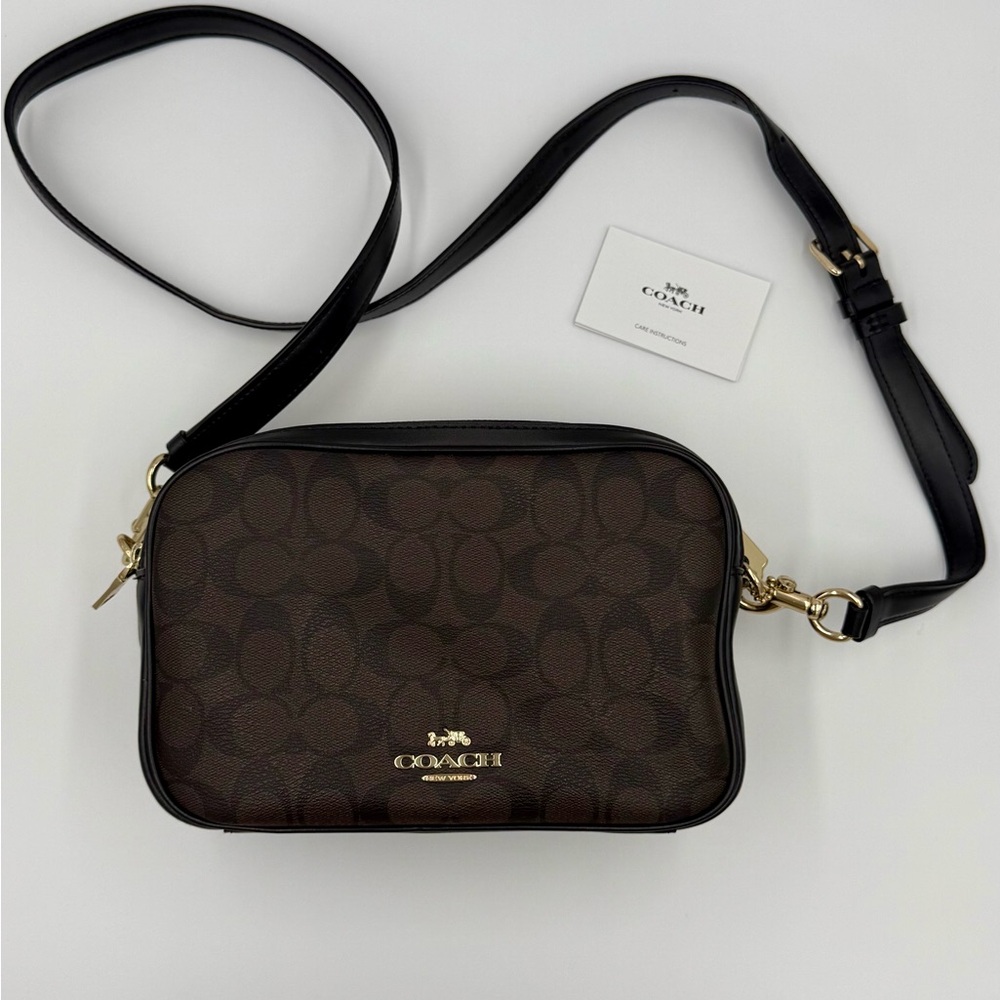 Coach Brown Double Zipper Crossbody Bag
